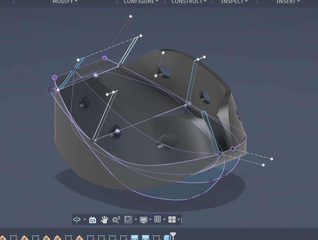 Parametric 3D design of a custom laminitis horseshoe on a modelling screen